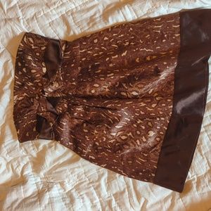 BCBG MAXAZRIA brown animal print strapless cocktail dress with pockets 8